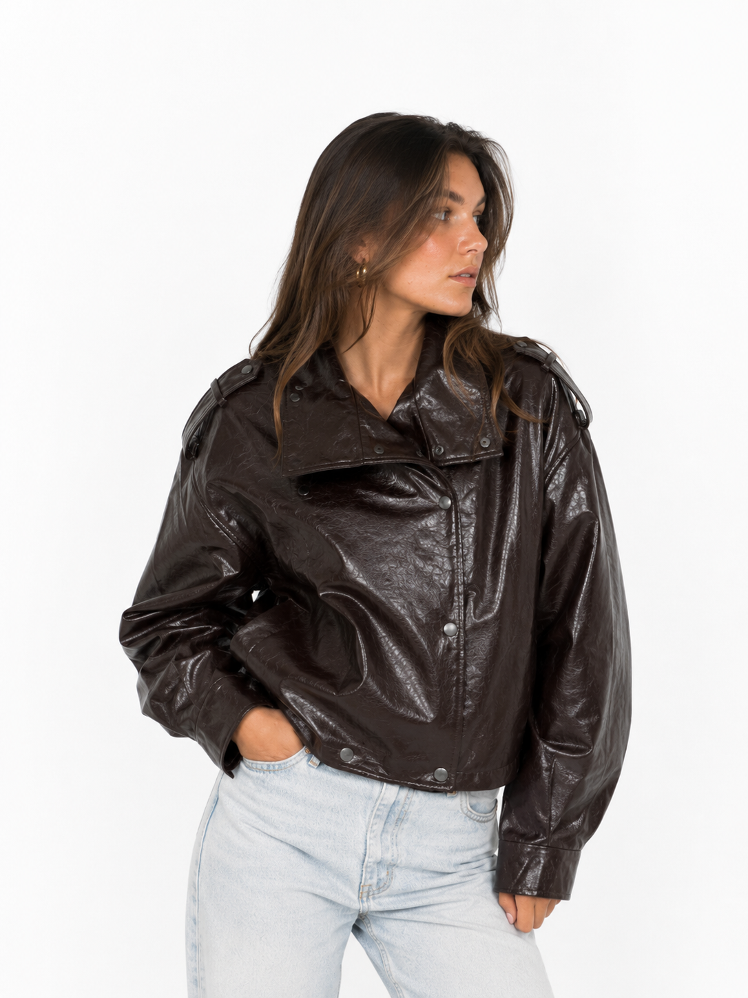 LIV Chocolate Brown Leren Jas