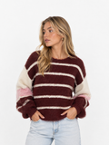 NINA Burgundy Stripe Sweater