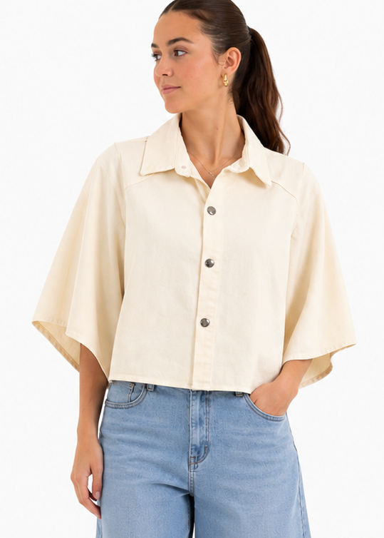 Denim Top Olivia Beige