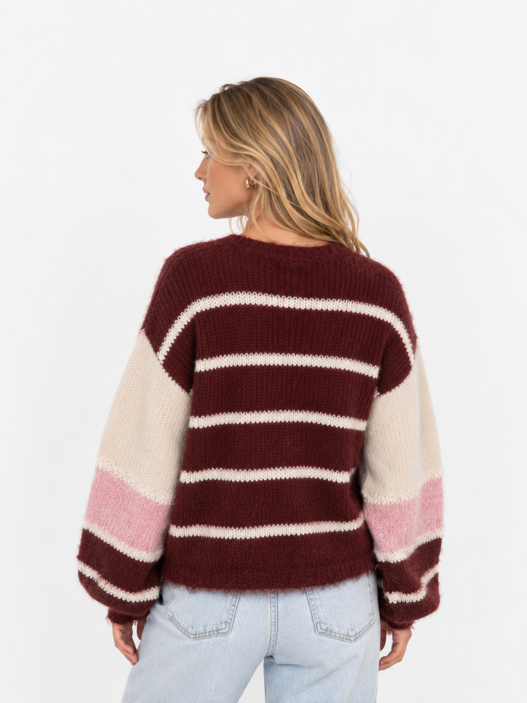 NINA Burgundy Stripe Sweater