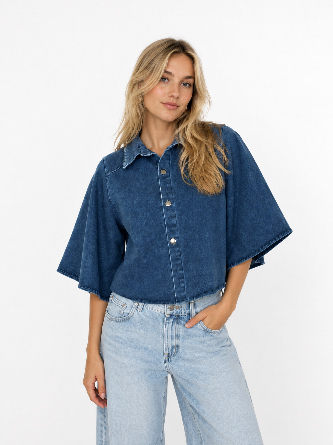 Denim Top Olivia Blauw