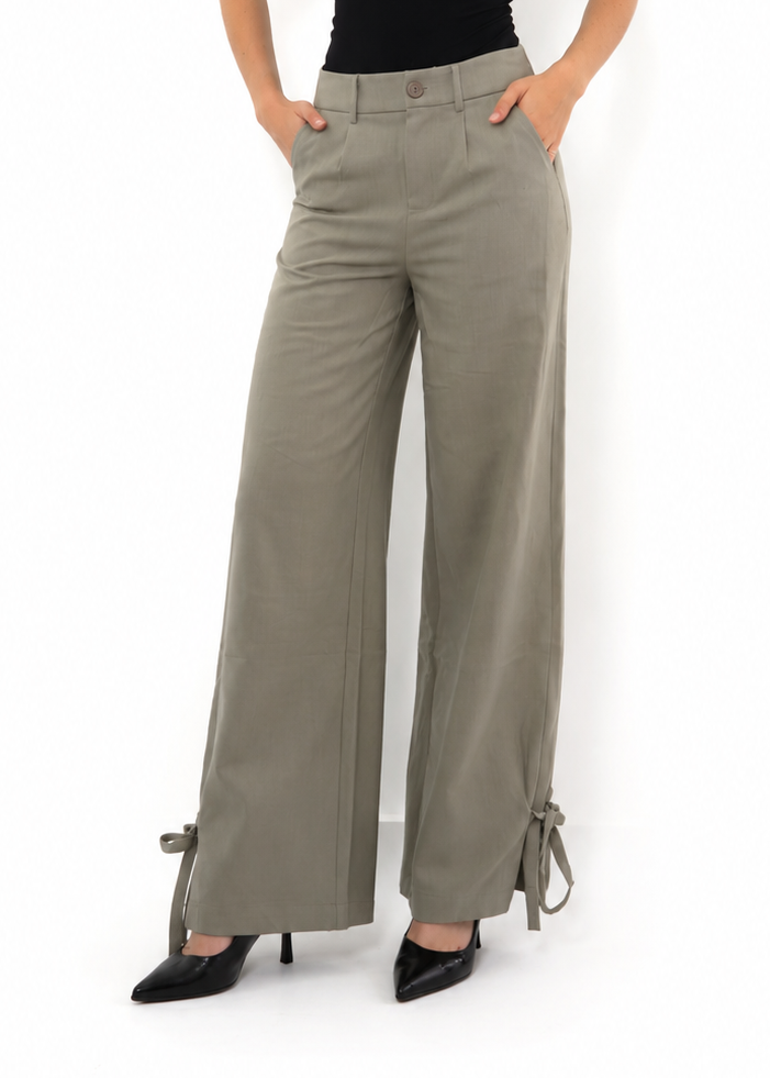 Groene Pantalon met Strikdetails