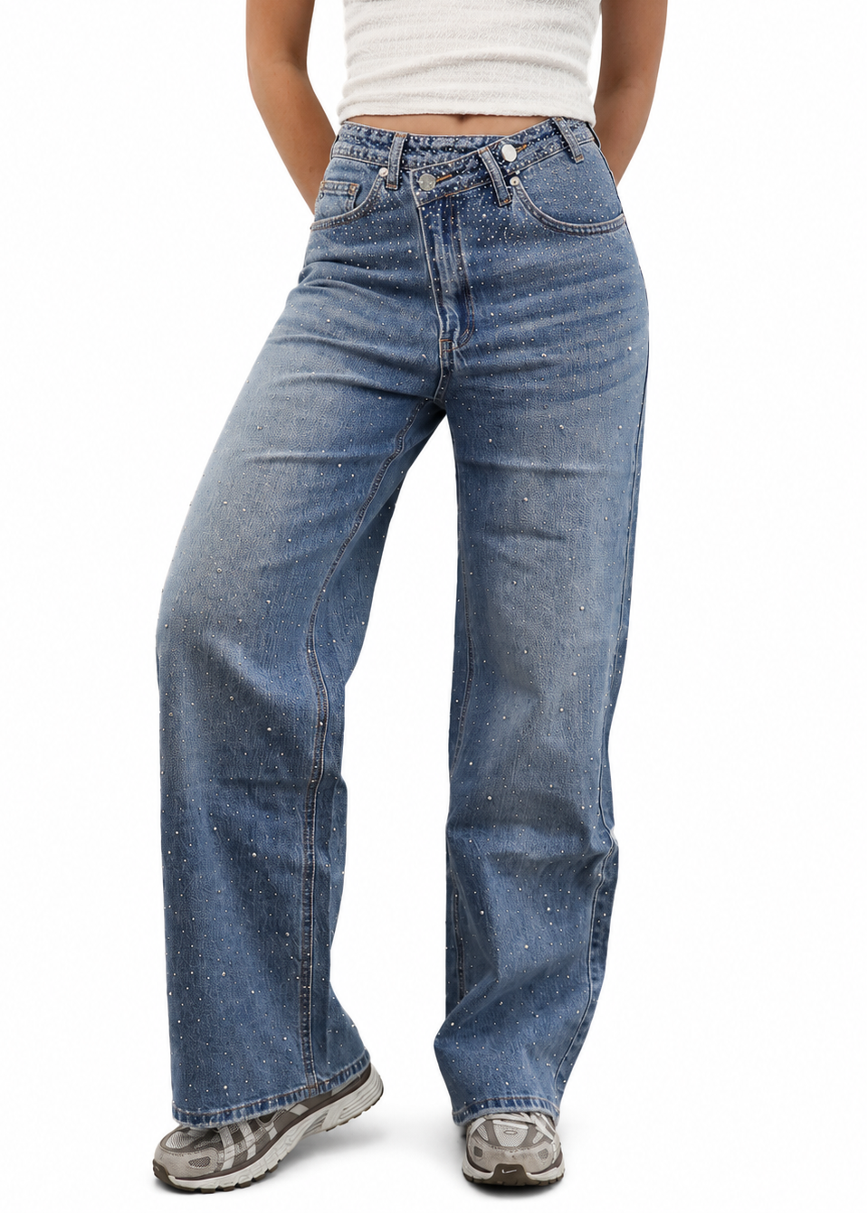Wide Leg Glitter Jeans