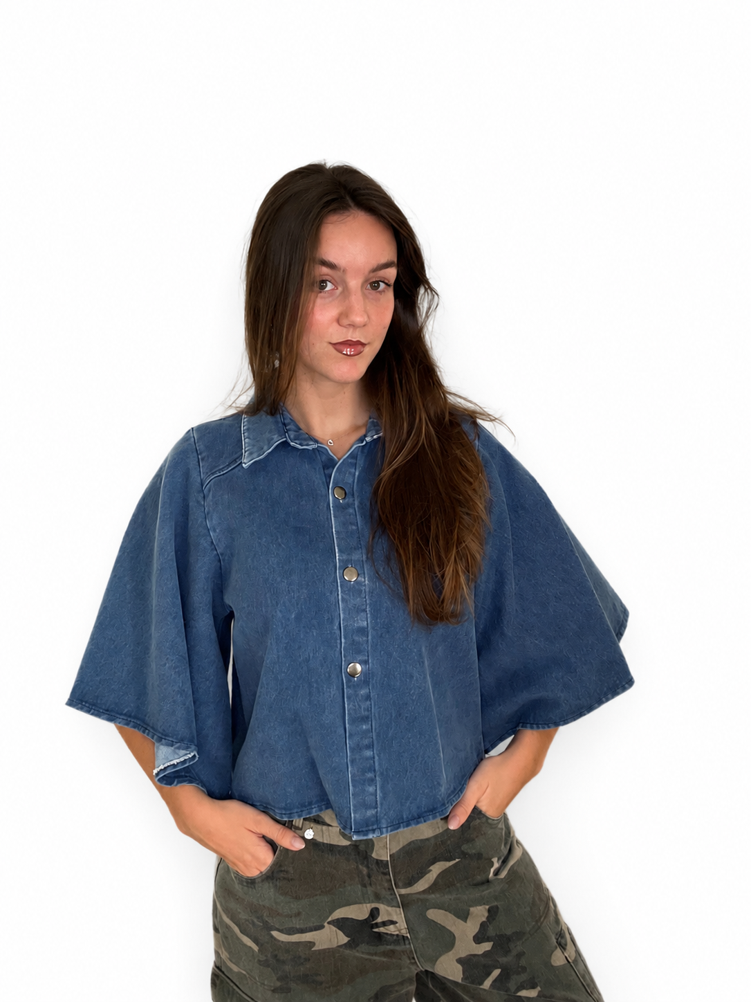 Denim Top Olivia Blauw