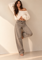 Taupe Washed Barrel Jeans