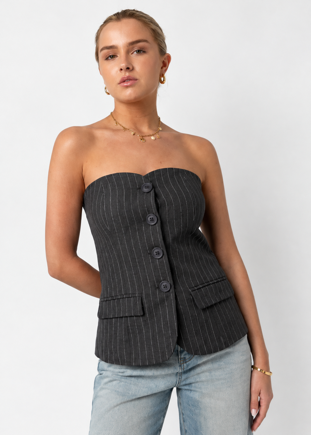 Pinstripe Corset Top