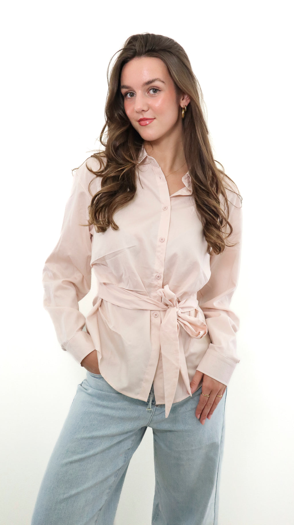 Roze Blouse met Strikdetail
