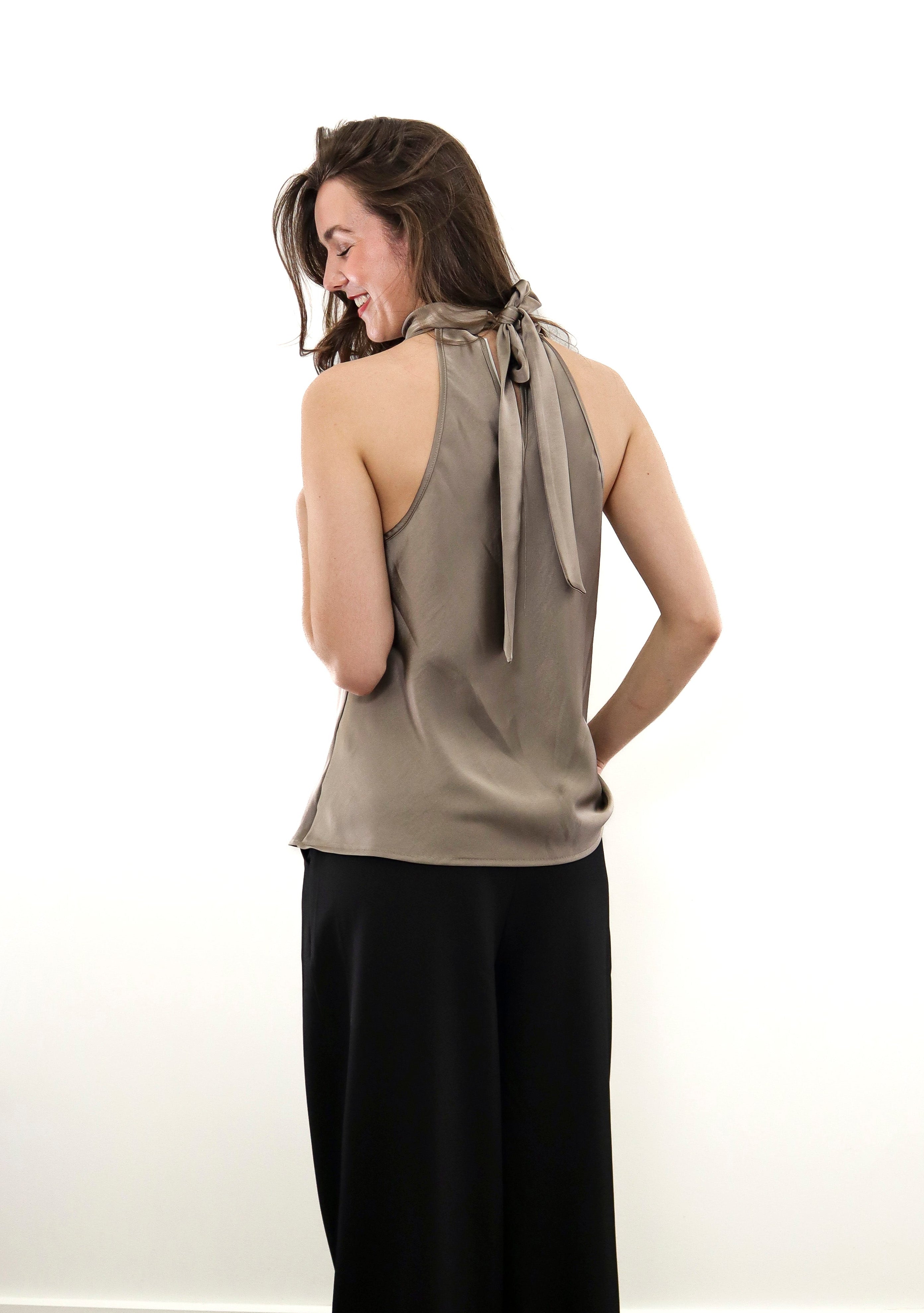 Halter Top Donkertaupe