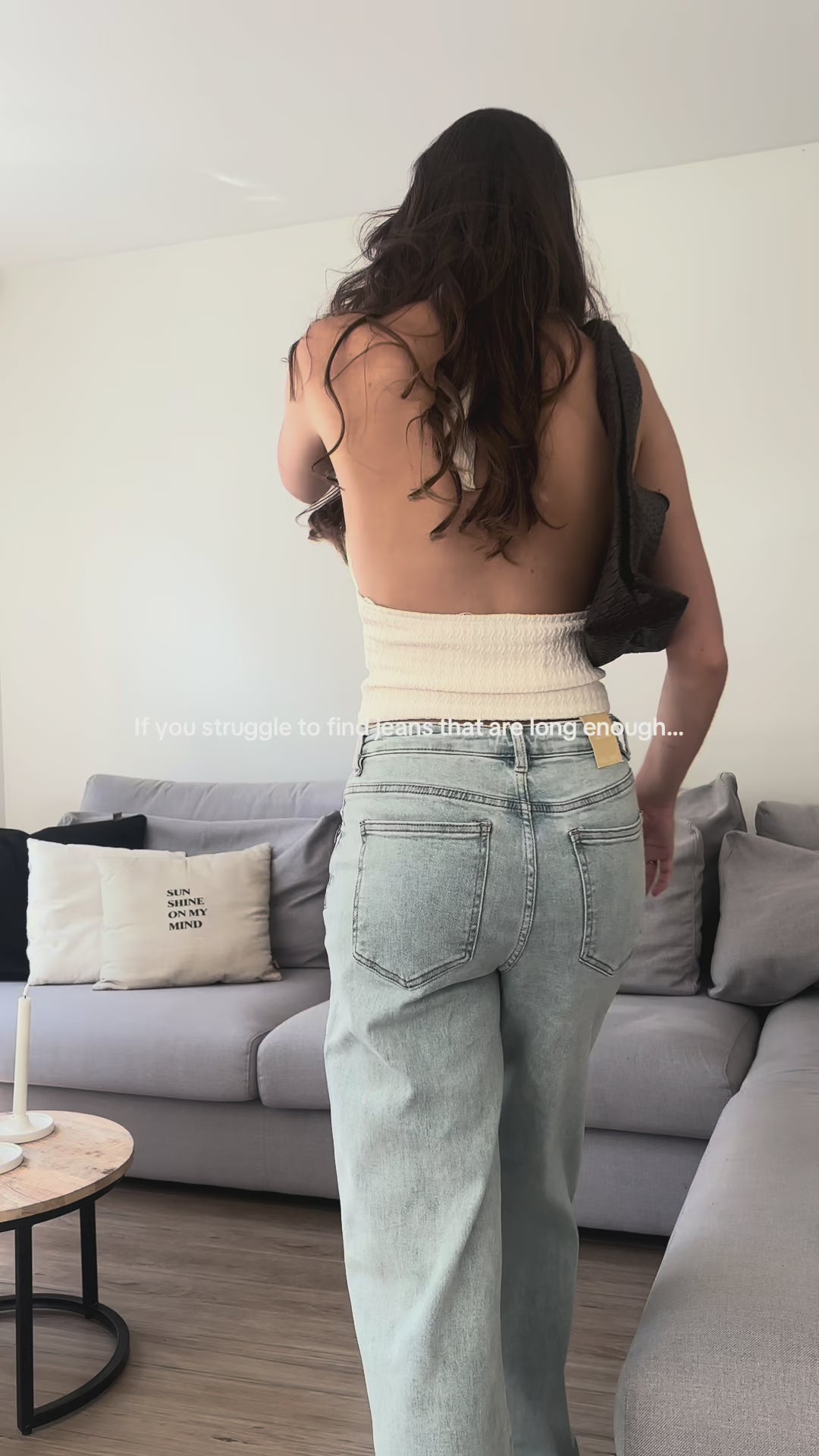 Wide Leg Denim Jeans met Strikdetail